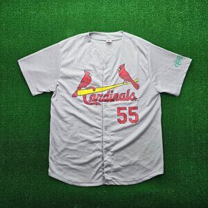 St Louis Cardinals Jersey Mens‎ XL Gray Button Up #55 Piscotty MLB Baseball